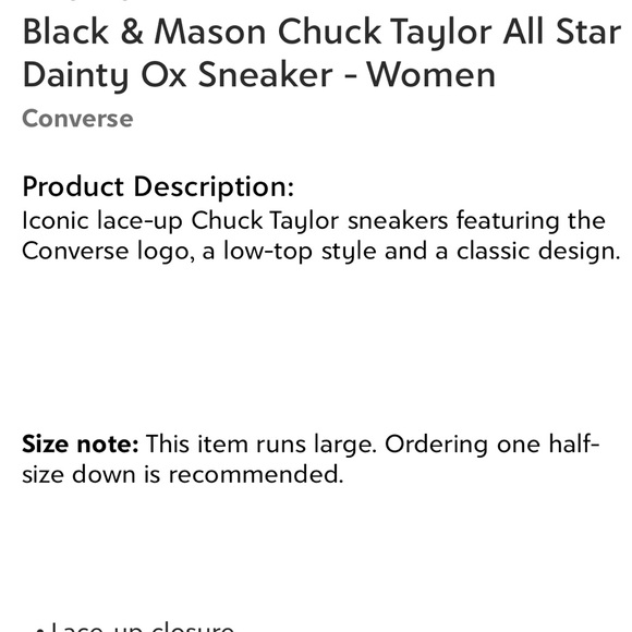 Converse Black & Mason Chuck Taylor All Star Dainty Ox Sneaker Women’s 5.5 READ - Picture 9 of 10